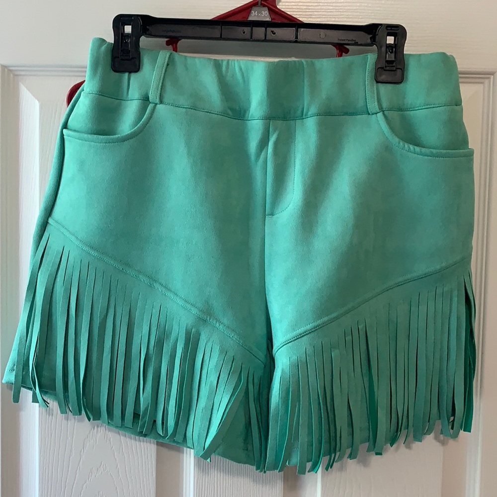 Crazy train suede fringe shorts
